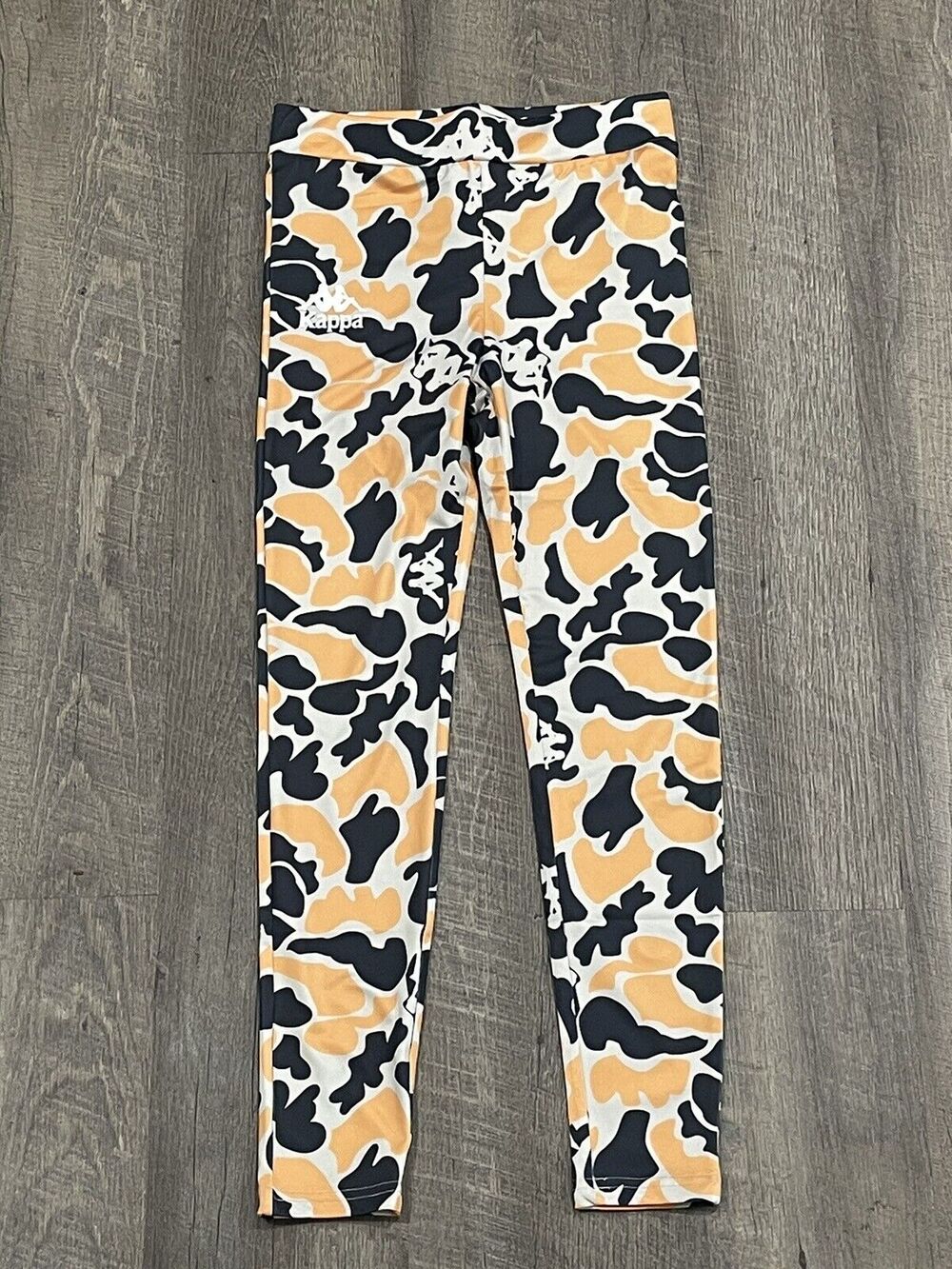 Kappa Authentic Palissa Leggings Grey/Orange All Over Print Size Medium NWT